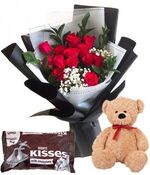 Valentines Flowers with Bear Delivery Vietnam