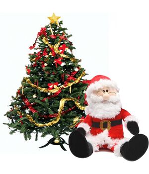 send decorated christmas tree with a cuddly santa claus to vietnam